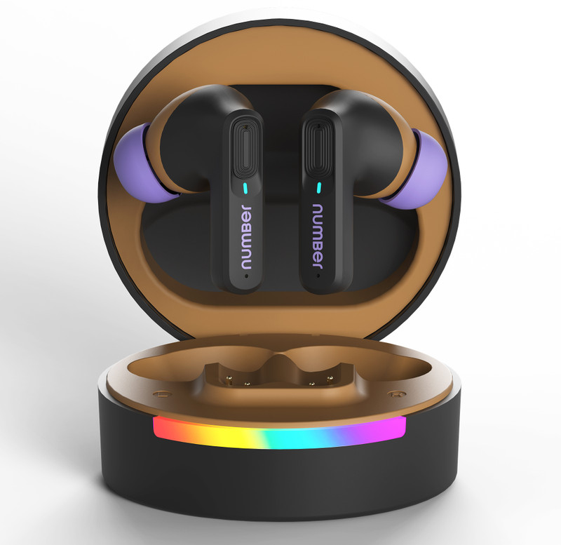 Number SuperBuds 555 with Dual Pair, 66H Battery, 32dB ANC|4Mic ENC|35ms Latency Gaming Bluetooth(Black Dune, True Wireless)