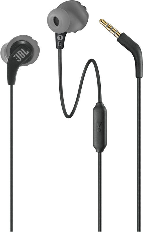 JBL Endurance Run 2 with Fliphook & TwistLock Technology, Pure Bass, IPX5 Sweatproof Wired(Black, In the Ear)