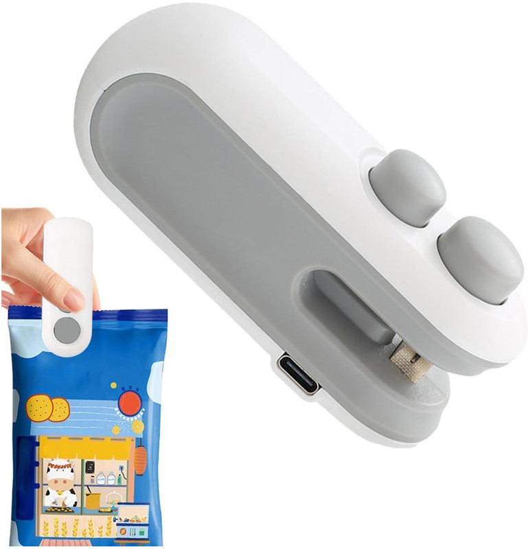 GLARIXA Mini USB Type-C Bag Sealer with Cutter Food Storage Sealing Machine Manual Vacuum Bag Sealer