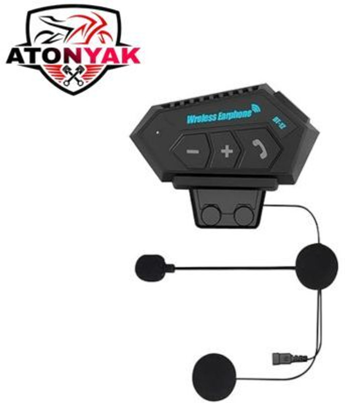 Atonyak Motorcycle Helmet Wireless Bluetooth Dual Earphone Headset with Mic Helmet bluetooth device with Earphone, Hands Free Calling, Microphone, Voice Assist(20 m 12 hr)