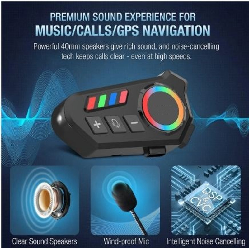 JYTIQ Motorcycle Helmet Bluetooth on Ear Headset with 1000mAh Battery Smart Headphones(Wireless)