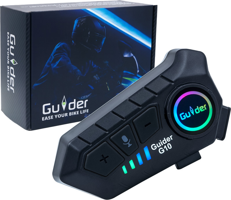 GUIDER Intercom Mixing Helmet Wireless Headset Helmet bluetooth device with Hands Free Calling, Earphone, Light Sensor(300 m 20 hr)
