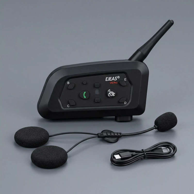 Ejeas Ejeas Vnetphone original V6 pro + Bluetooth Intercom/Headset With Interphone with C type Charging Helmet bluetooth device with ANC, Earphone, Hands Free Calling, Microphone, Voice Assist(900 m 12 hr)