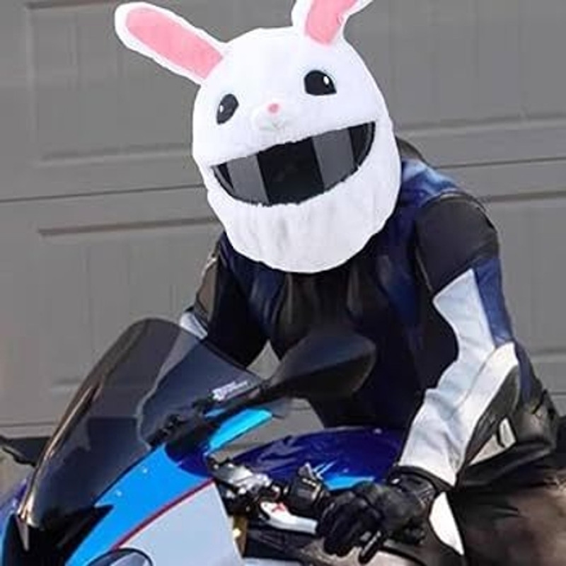 V VANTRA White Bunny Motorcycle Helmet Cover for Helmets Riding Gear Only Cover HelMETT Helmet Buckle Clip