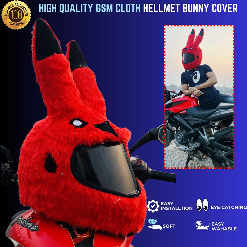SRPHERE Universal Bunny Helmet Cover for Motorcycle Helmet -RED Helmet Buckle Clip