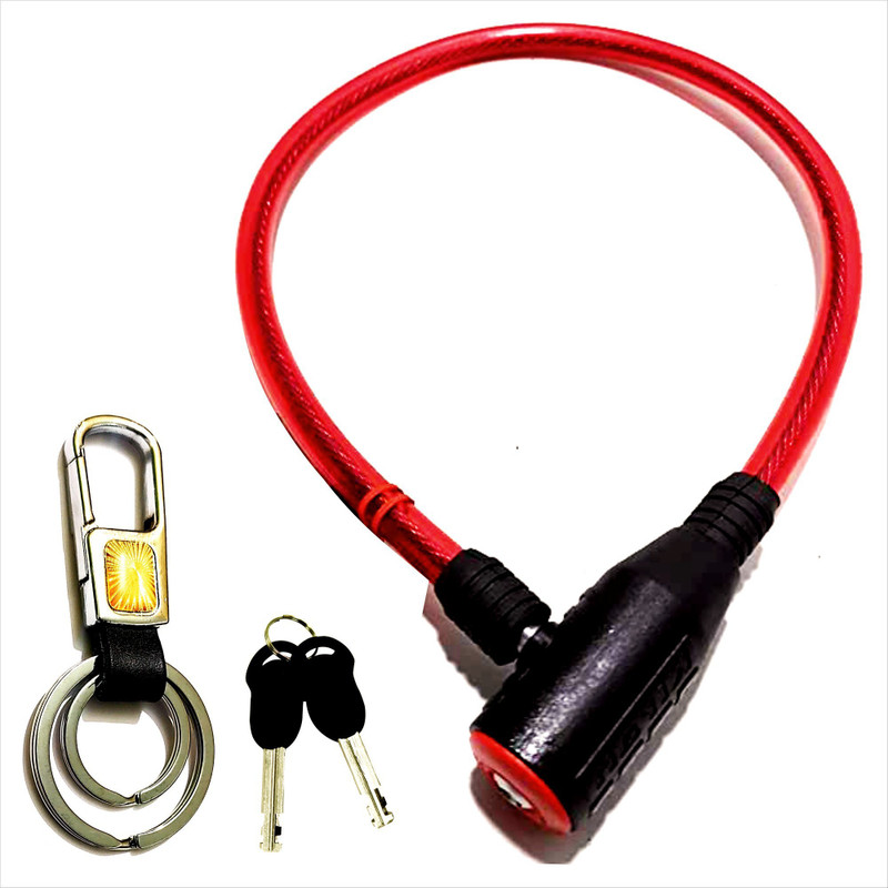 man of valour Cable Lock for Cycle, Bicycle, Helmet, Bike, with 2 Keys and Key Chain Cycle Lock