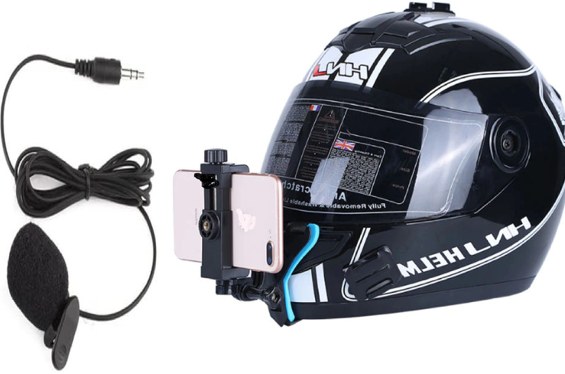 Gaynvi MotoVlogging Full Face with Chin+Mobile Holder+Mic(Combo) Helmet Mount