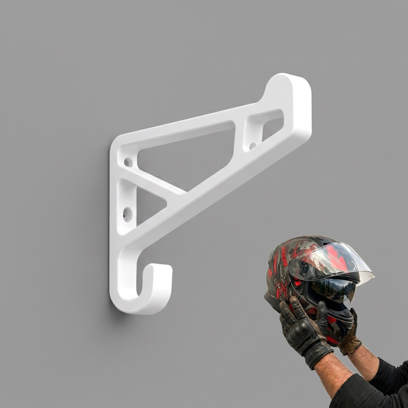 Hiiqify Plastic (PETG) Helmet Wall Holder | Compact Mount Rack – White Pack of 1 Helmet Mount