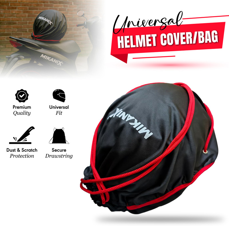 MIKANIX Universal Helmet Cover Bag | Soft Fabric Dustproof Cover for All Helmet Types | Helmet Visor Bag(Black)