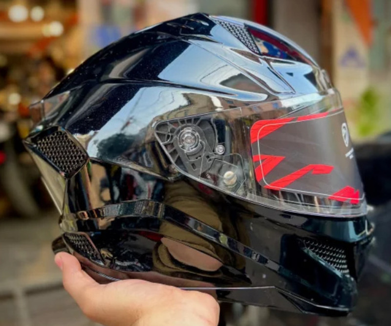Steelbird Air SBH-25 Sharp Glossy Black Full Face ISI Certified 580mm Medium Motorsports Helmet(Black)