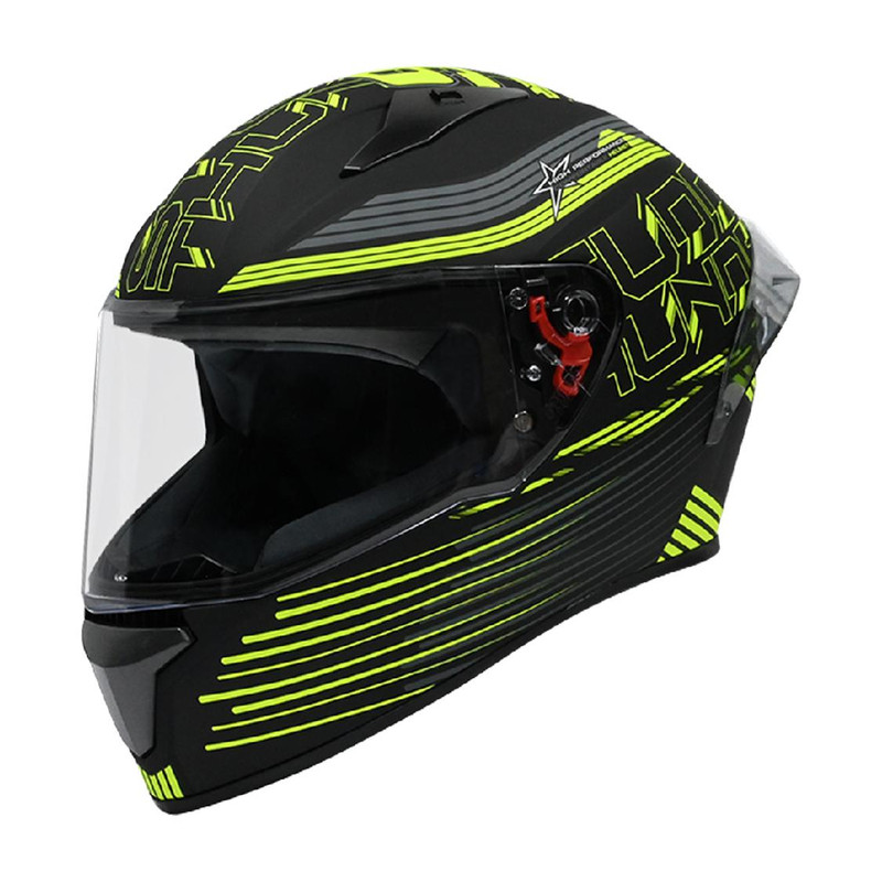 STUDDS Thunder D11 ISI Certified Full Face Graphic with Clear Visor Motorbike Helmet(MATT BLACK / FLUORESCENT YELLOW N5)
