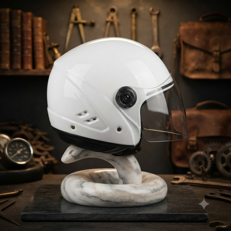 urban carrier ABS Material Full Face PC Visor, UV Scratch Resistance Motorbike Helmet(White)