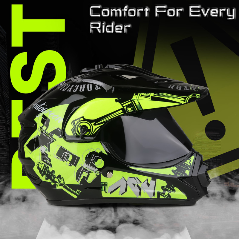 FOROLY Motocross x-8 Extreme ABS Material with Scratch Resistant visor Motorbike Helmet(Multicolor)