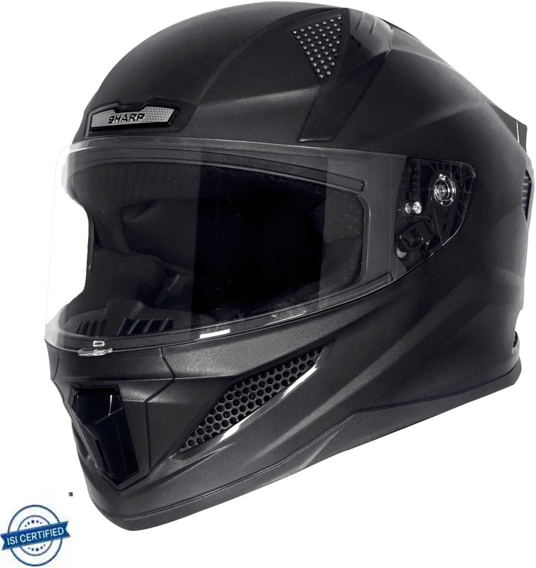 Steelbird SBH-25 Sharp Matte Full Face Men and Women Helmet Size 600 MM Motorsports Helmet(MATTE BLACK)