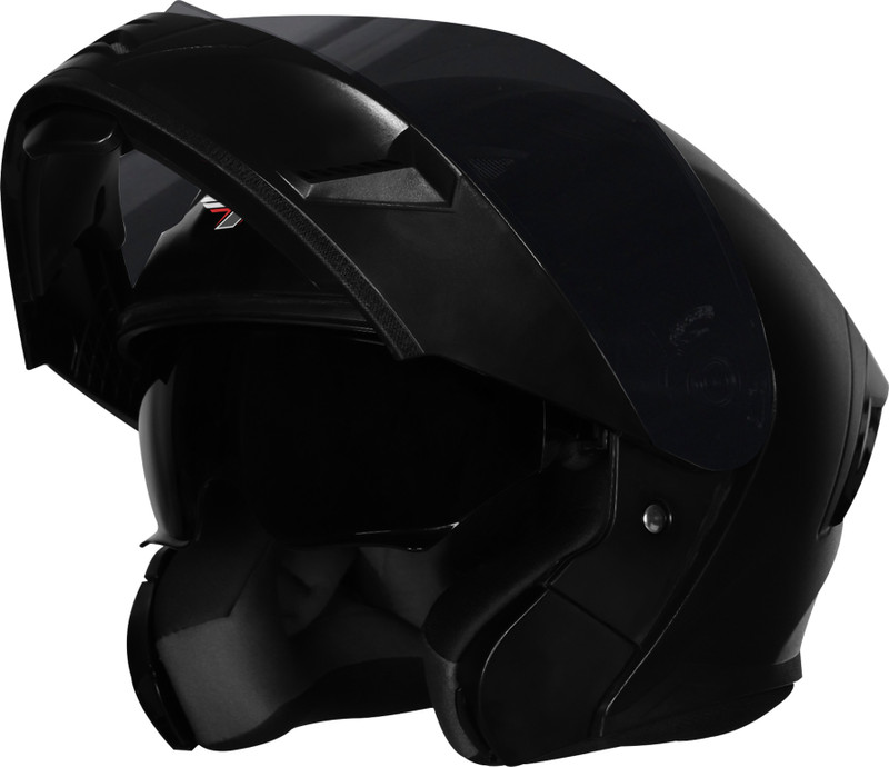 Steelbird SBA-15 7Wings ISI Certified Flip-Up Helmet with Inner Sun Shield Motorbike Helmet(Dashing Black With Red Reflector)