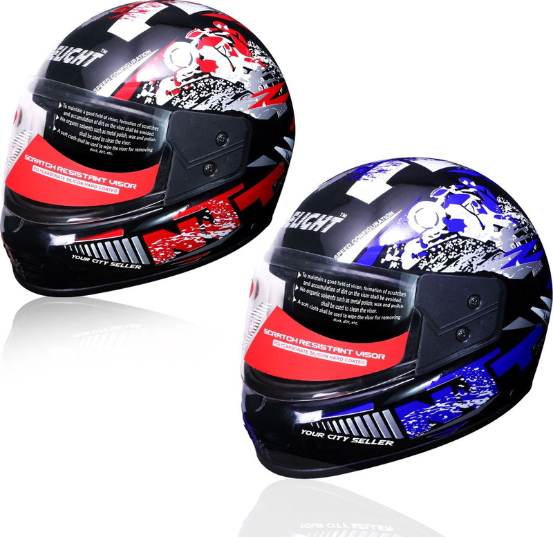 YOURCITYSELLER Combo Stylish Multicolor Full Face Shield Helmet Motorbike Helmet(Multicolor)
