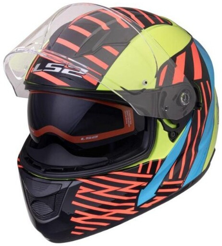 LS2 FF320 STREAM EVO DARKNESS HI-VIS YELLOW BLUE XL Motorbike Helmet(Multicolor)