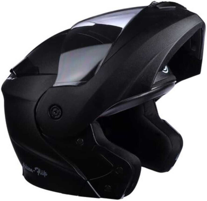 TRINOS Deletion Flip-uup ABS Material with Scratch Resistant visor Motorbike Helmet(Black)