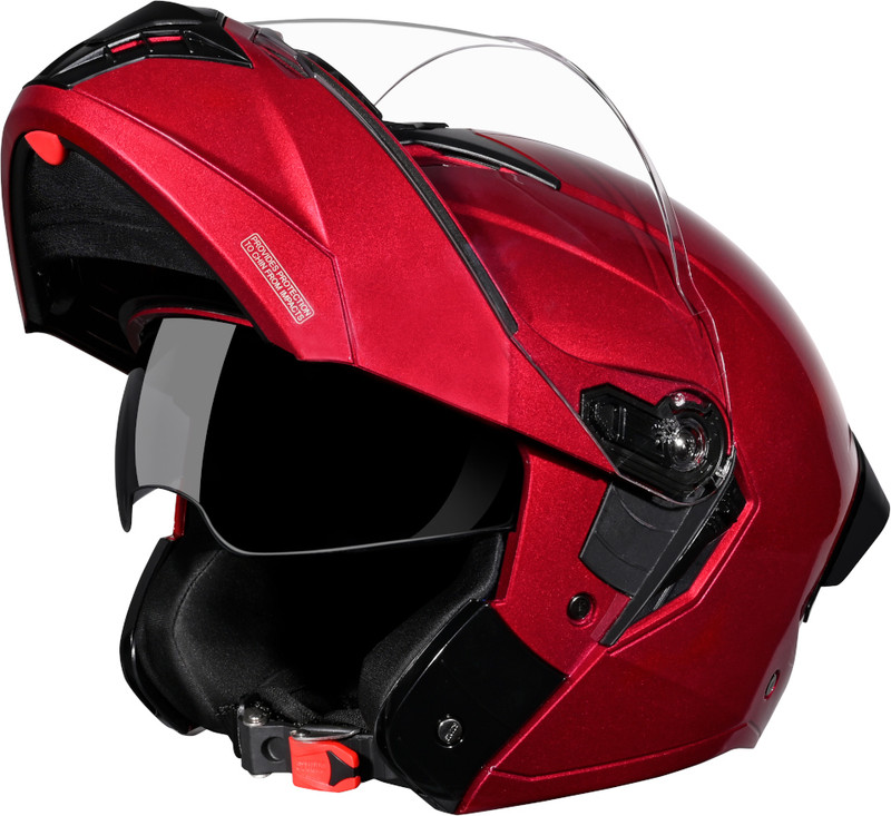 STUDDS Trooper Flip-up Full Face with Dual Visor Motorbike Helmet(Cherry Red)
