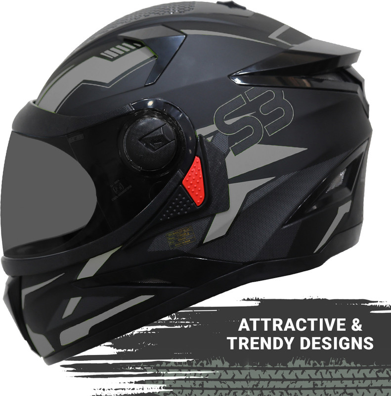 Steelbird SBH-17 Terminator Full Face Graphic Motorbike Helmet(Black Grey)
