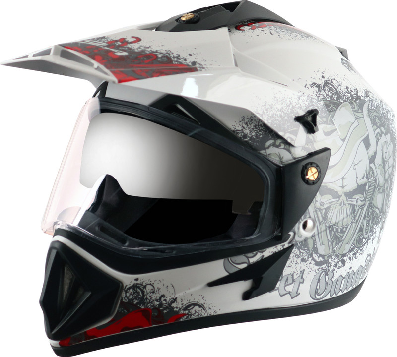 VEGA Off Road D/V Gangster Motorbike Helmet(White Red)