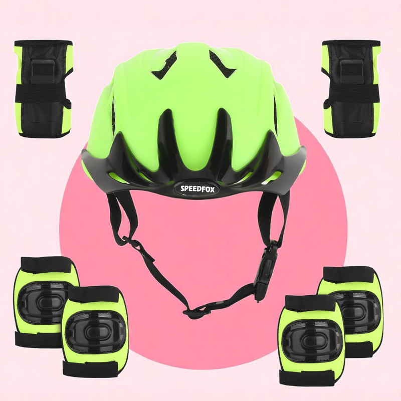 SPEEDFOX vizor kit helmet for kids with full complete head safety helmet Skating Helmet(Green, Black)