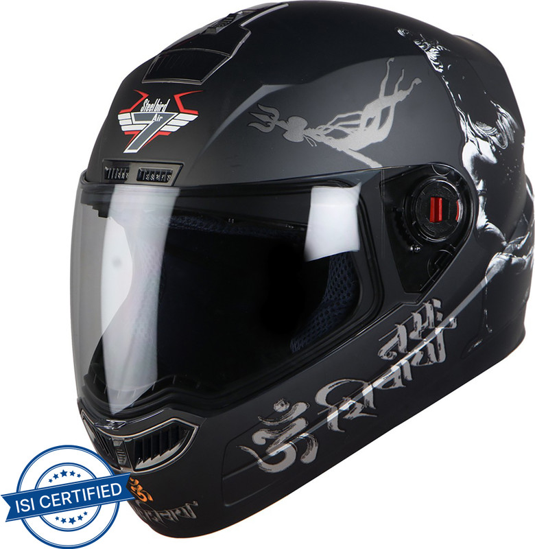 Steelbird SBA-1 Mahadev Full Face Helmet in Matt Black/White with Clear Visor Motorbike Helmet(Matt Black White with Clear Visor)