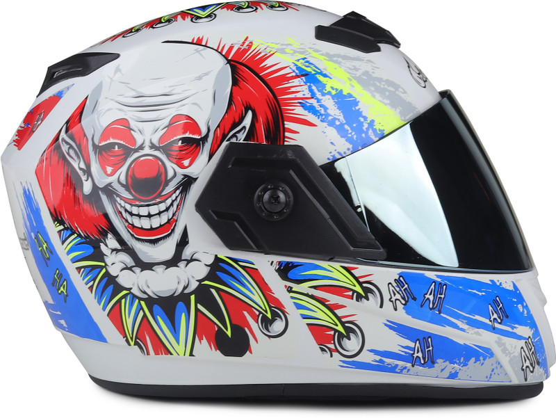 urban carrier ABS Joker Full Face Rainbow Visor Motorbike Helmet(White)