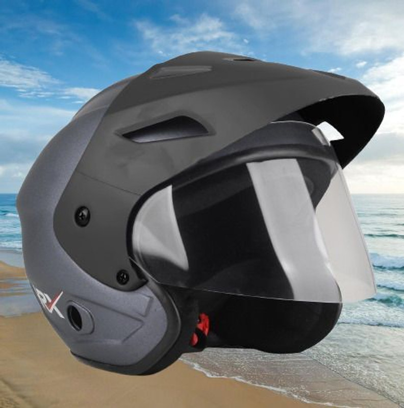 urban carrier ABS Material Half Face pc Visor, UV Scratch Resistance Motorbike Helmet Motorbike Helmet(Grey)