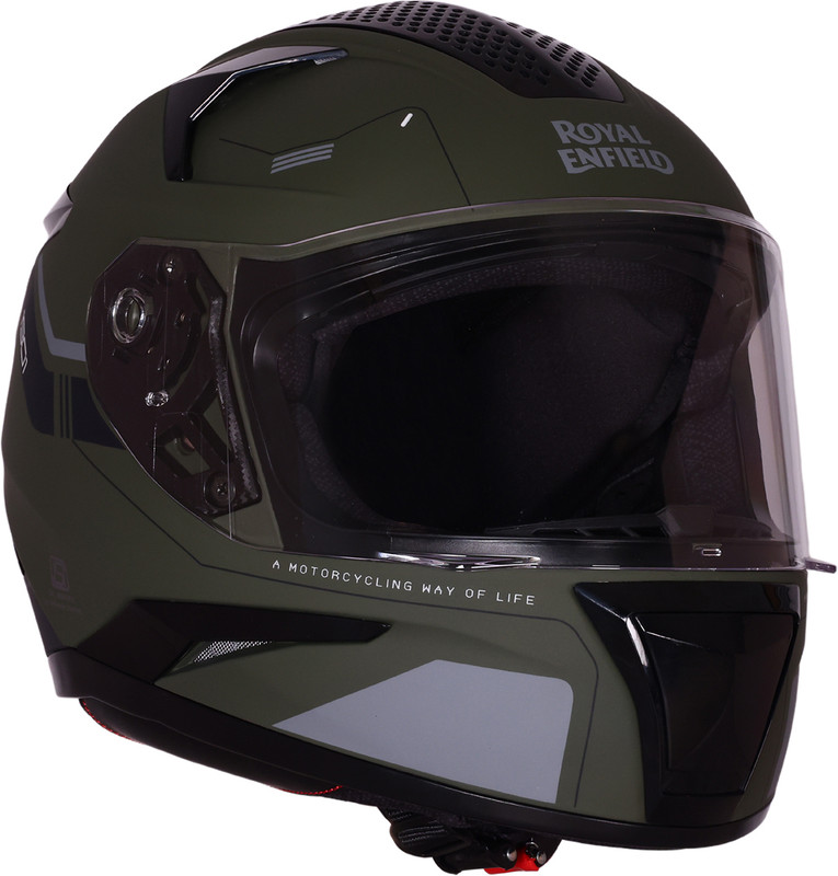 ROYAL ENFIELD Air-X 1901 Full Face with Visor | ISI & DOT Certified | For Men & Women Motorbike Helmet(Battle Green)