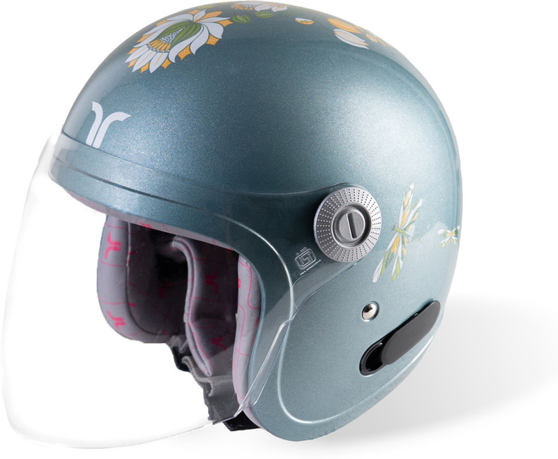 TVARRA Lotus UV Safe Full Visor Helmet for Women ISI/DOT Cert.Scratch Resistant Motorbike Helmet(Frost Blue)