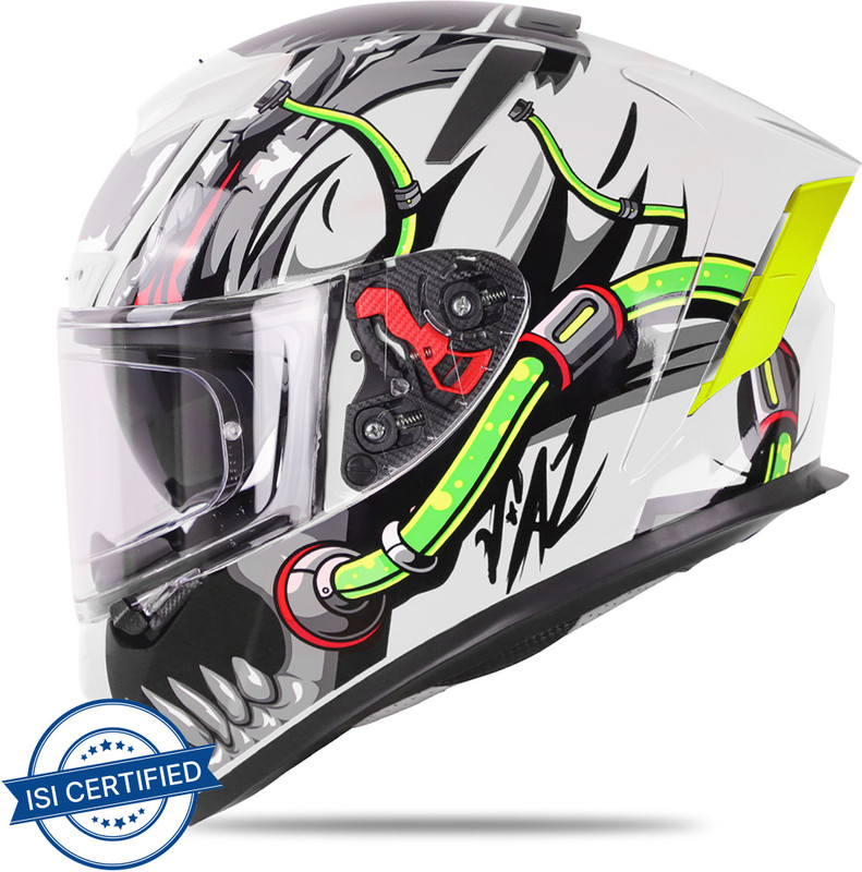 IGNYTE IGN-4 Trever ISI/DOT Certified Full Face Helmet Motorbike Helmet(Matt White with Anti Fog Clear Visor)