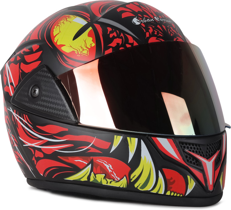 Urban Carrier Rainbow Visor Helmet – UV Scratch Resistant Motorbike Helmet (Red)