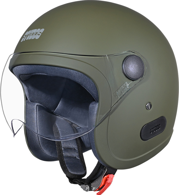 STUDDS Jet Open Face ISI Certified Helmet with Chopper Visor Motorbike Helmet(MILITARY GREEN)