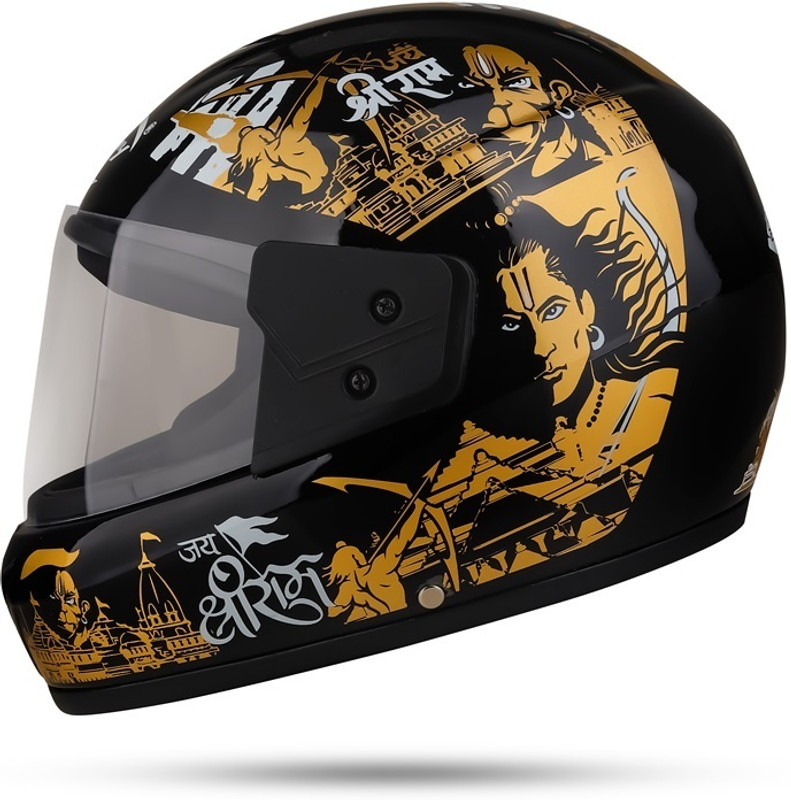 fuery 2 JALI FULL FACE SHRI RAM GRAFICS HELMET Motorbike Helmet(GOLDEN)