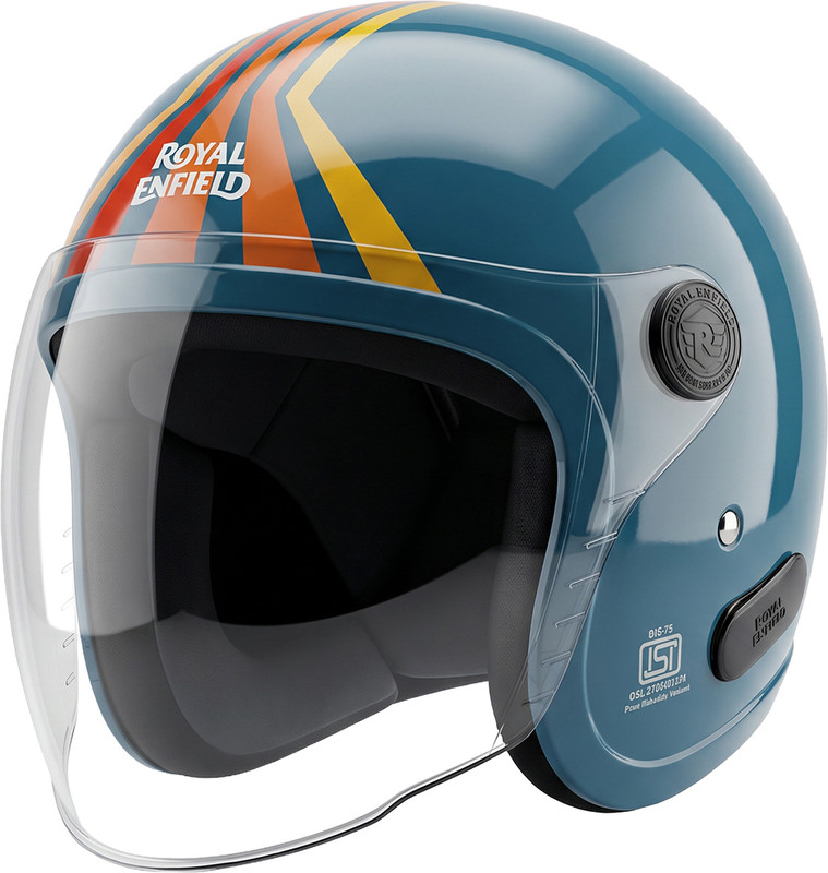 ROYAL ENFIELD REDDITCH RIDE MORE Open Face ISI & DOT Motorbike Helmet Motorbike Helmet(TEAL)