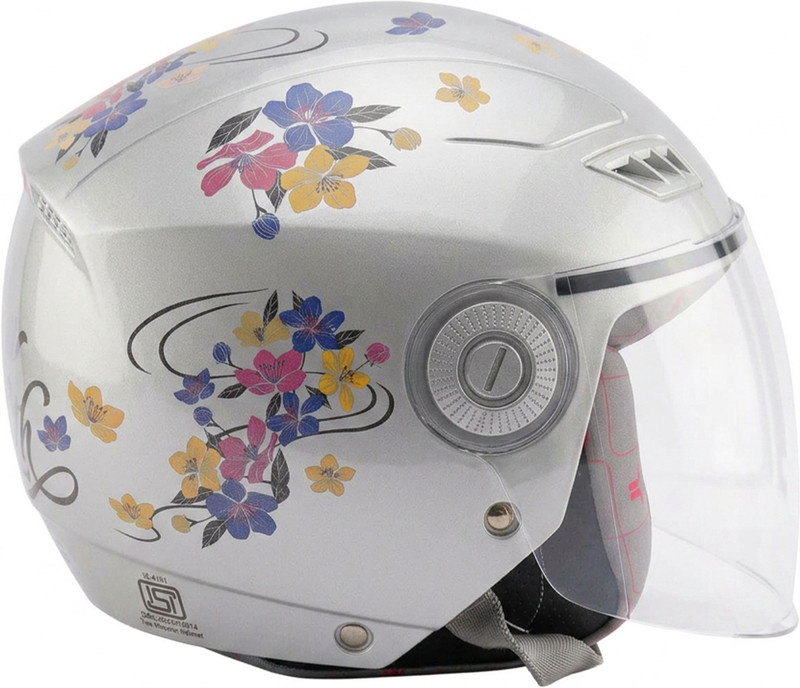 TVARRA Blossom Open Face Indigo Bloom Women's Helmet,Small,Printed Design,ISI certified Motorbike Helmet(Indigo Bloom)