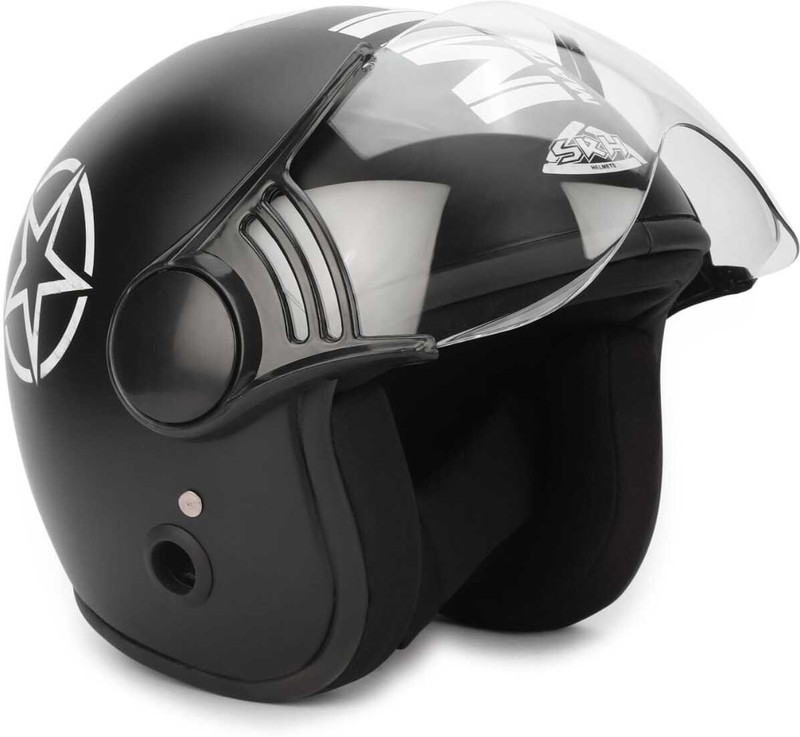 SRH ISI Approved Open Face Motorcycle Helmet|Stylish Bike Riding Helmet Motorbike Helmet(Black)