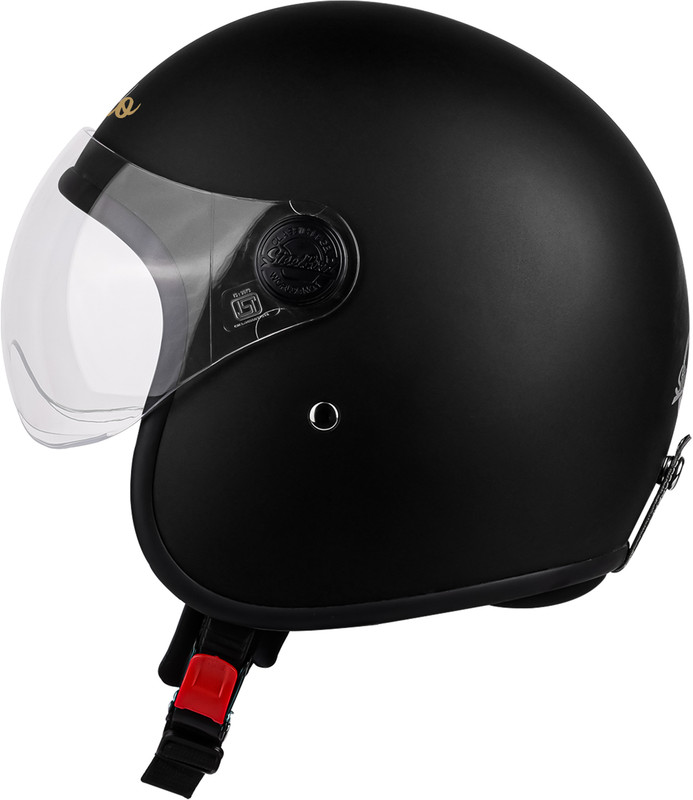 Steelbird SBH-54 Retro ISI Certified Open Face Helmet for Men and Women Motorbike Helmet(Matt Black with Clear Visor)