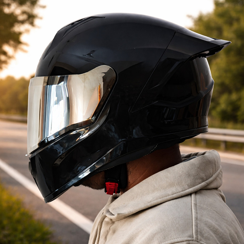 VEGA Sonic Solid Dx With Mercury Visor Medium Motorbike Helmet(Black)