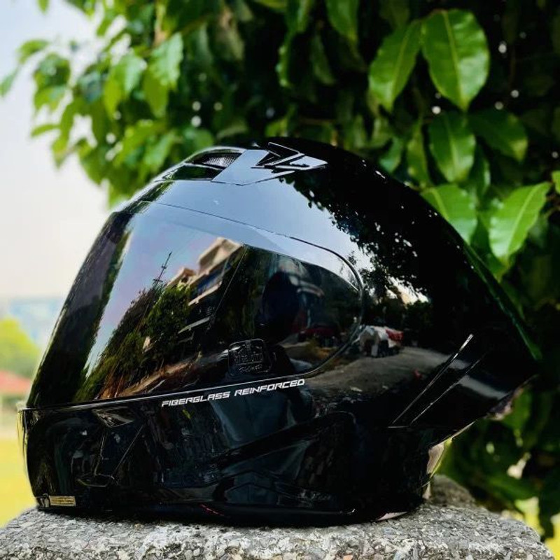 Steelbird Air SBA-11 TORNADO ISS Glossy Signature Black with Black Reflector Motorsports Helmet(Black 1)