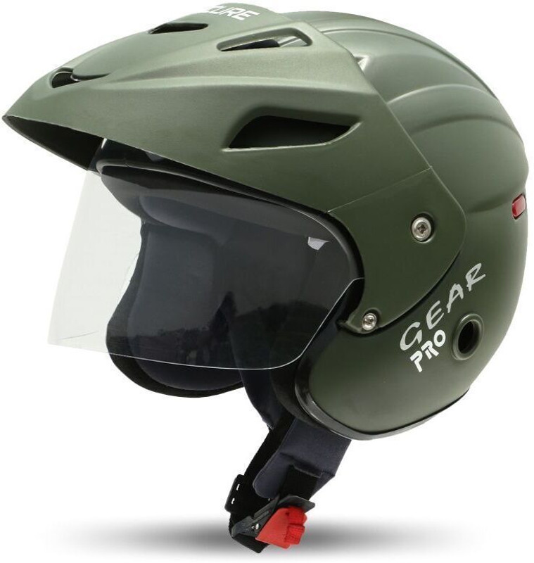 SECURE Open Face Flip Up Sun Shield Motorbike Scooty Helmet For Men Women Girls Boys Motorbike Helmet(Green)