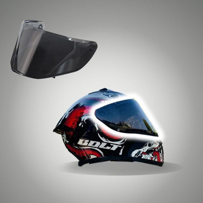 VEGA Smoke visor for Bolt and Bolt Decor/Graphics Smoke Visor for all bolt models Motorbike Helmet(Black Visor)