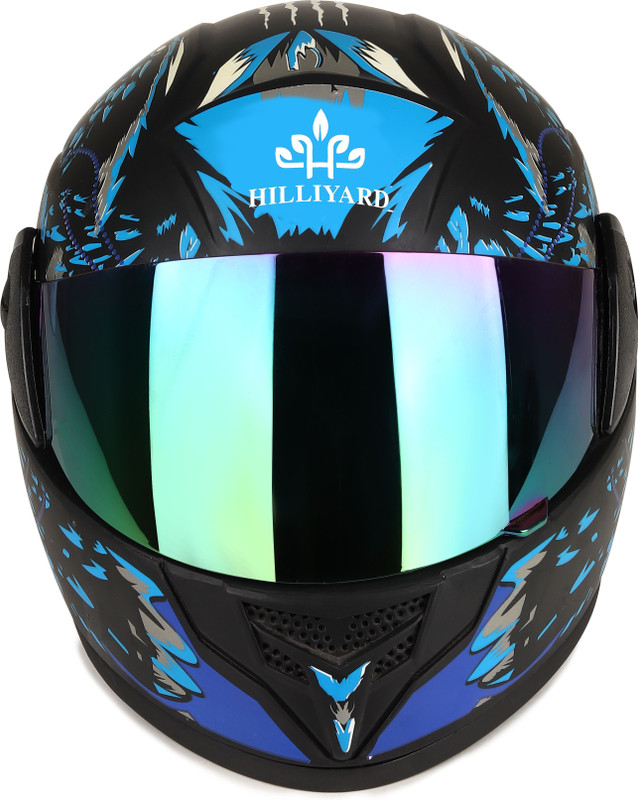 HILLIYARD Neon Graphic Full Face Helmet |ABS Material| Rainbow Visor, Safe & Trendy Biker Motorbike Helmet(Blue)