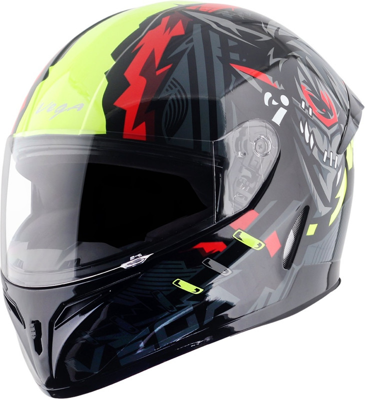 VEGA Voyager Killler Motorbike Helmet(Black Neyon Yellow)