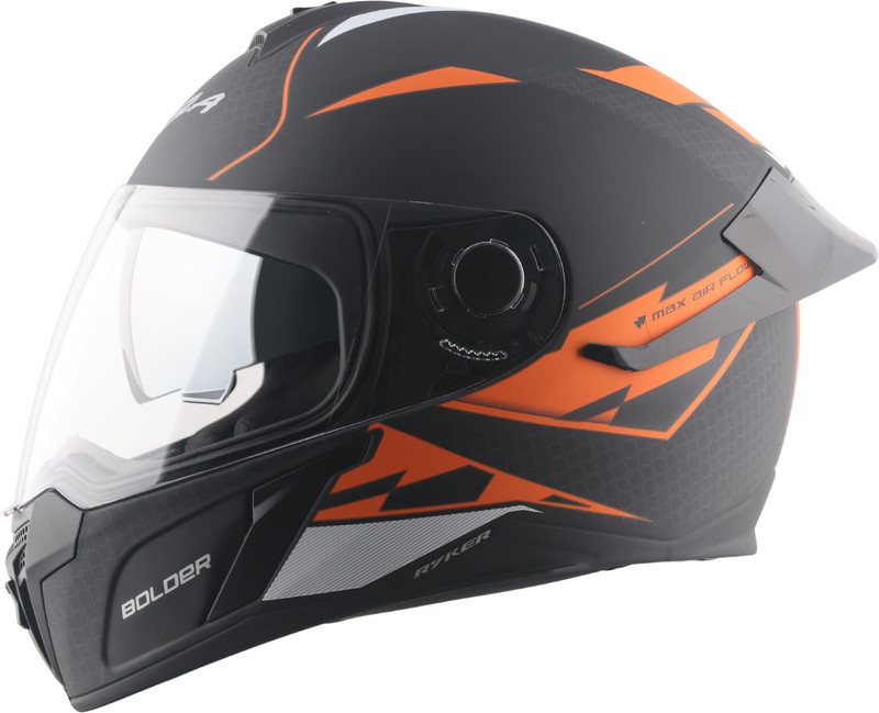 VEGA Ryker D/V Bolder Motorbike Helmet(Dull Black, Orange)