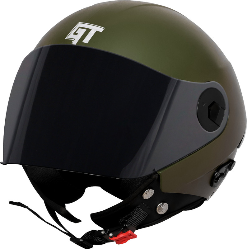 Steelbird SBH-64 GT Reflector ISI Certified Open Face Helmet for Women and Men Motorbike Helmet(Dashing Battle Green)