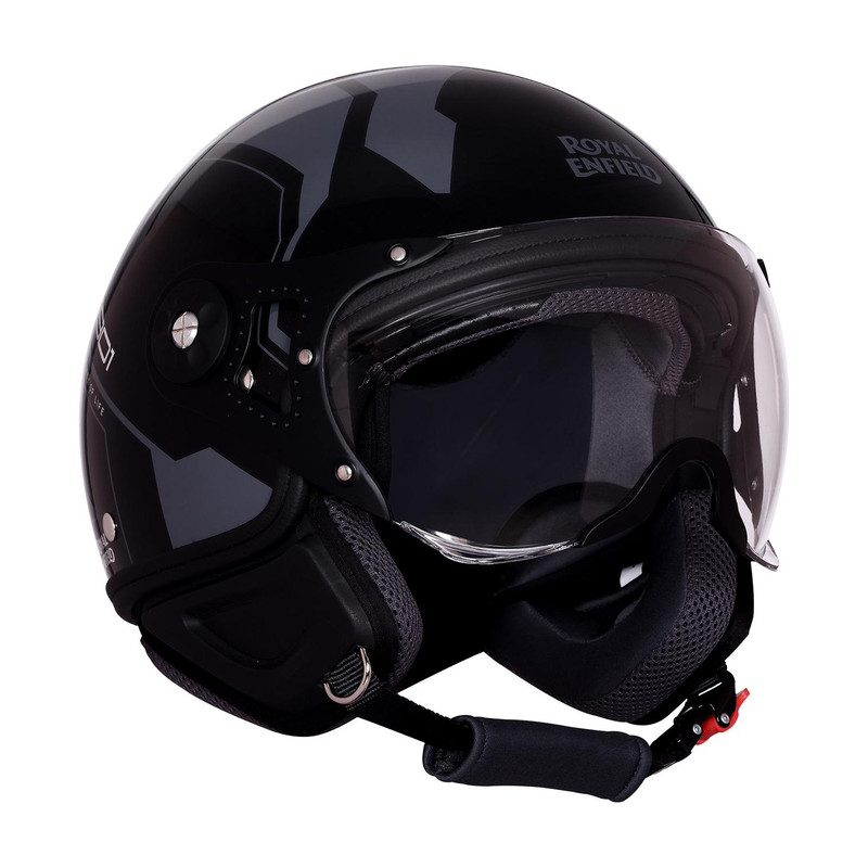 ROYAL ENFIELD AirForce 1 1901 Open Face with Visor | ISI & DOT Certified | For Men & Women Motorbike Helmet(Black)
