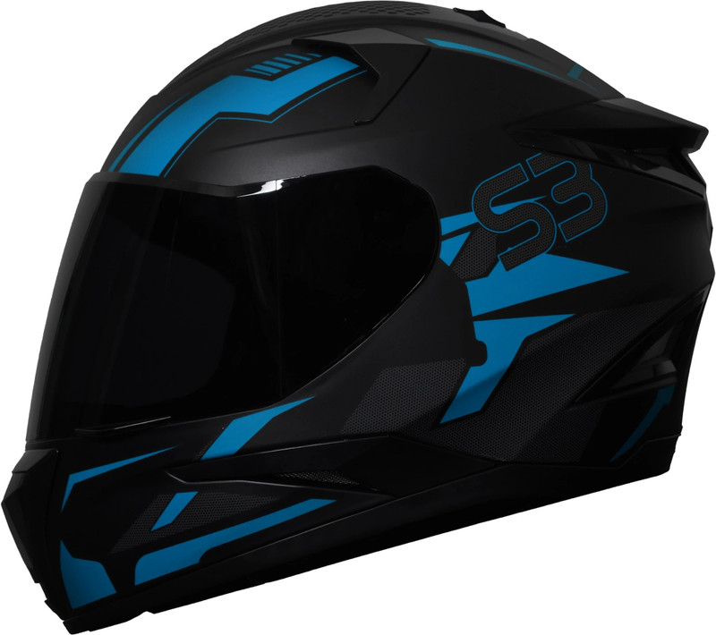 Steelbird Terminator 2.0 ISI & Dot Certified Full Face Graphic Helmet For Men and Woman Motorbike Helmet(Matt Black Jazz Blue)