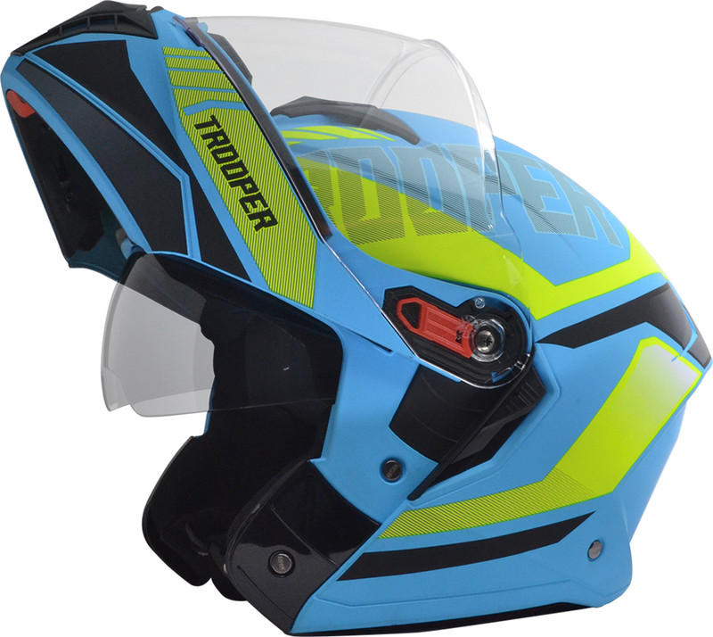 STUDDS Trooper D1 Flip-up Full Face with Dual Visor Motorbike Helmet(Matt Blue N5)